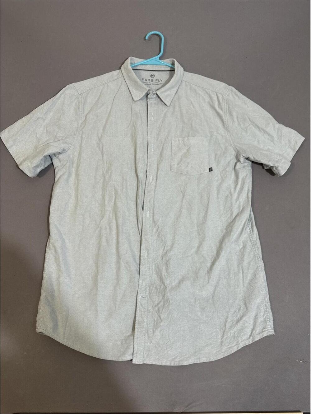Free Fly Performance Shirt Men's XXL 2XL Bamboo Short Sleeve Teal Button Up